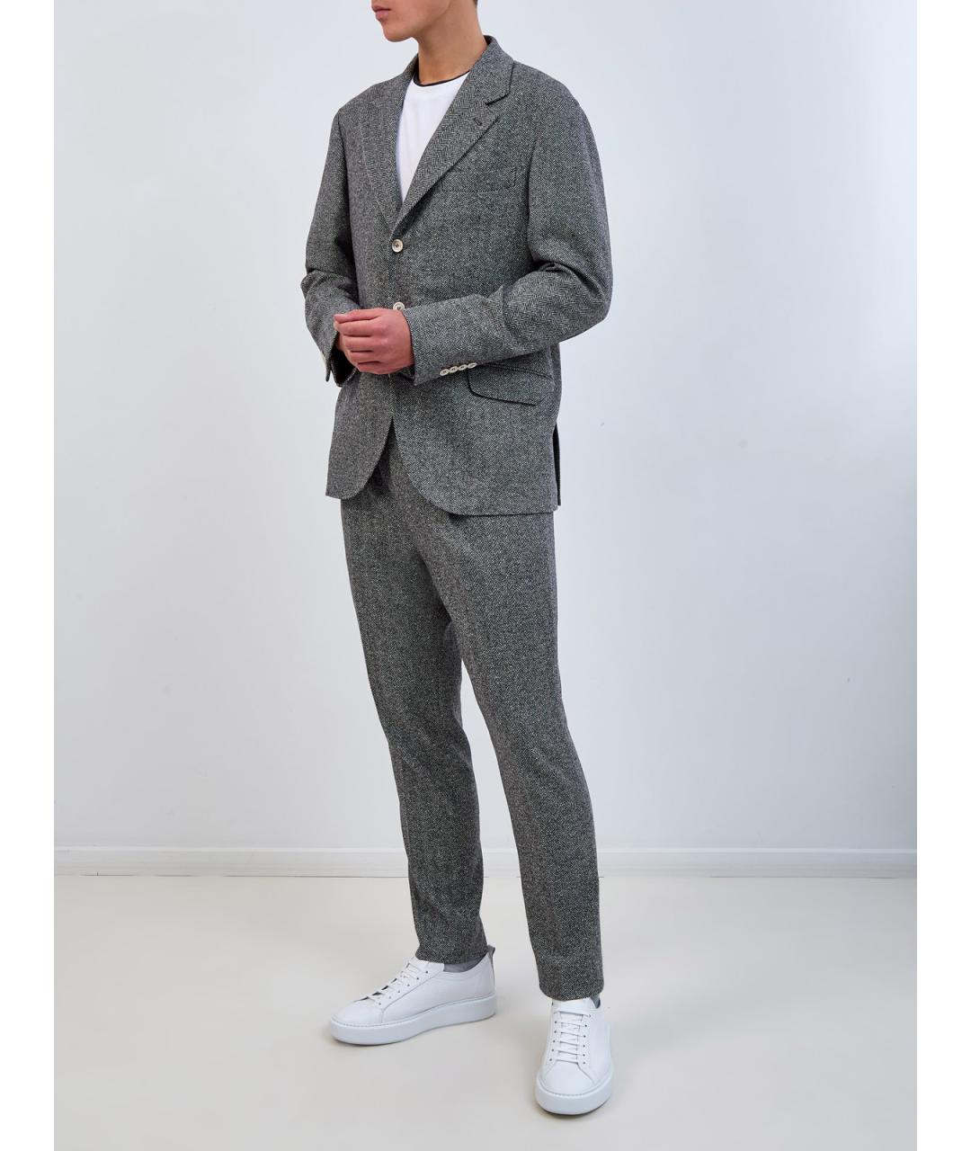 BRUNELLO CUCINELLI Серый классический костюм, фото 3