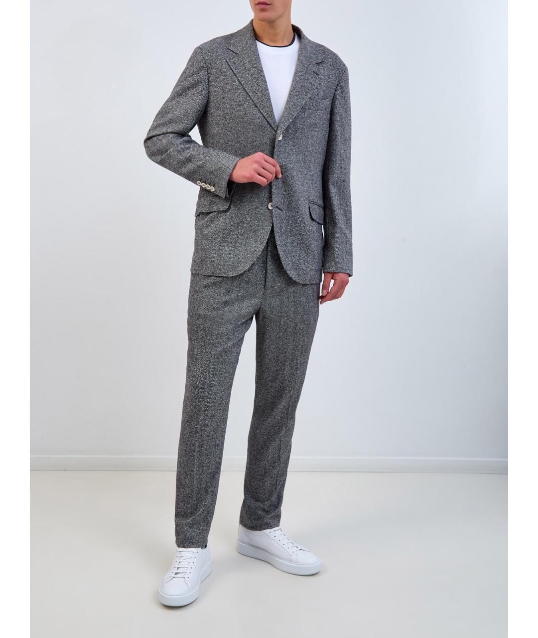 BRUNELLO CUCINELLI Серый классический костюм, фото 2