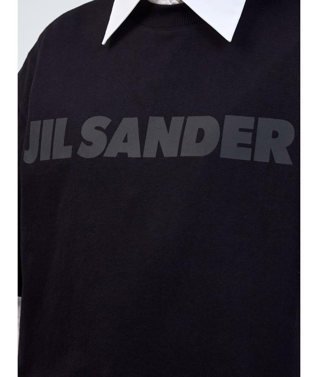 JIL SANDER Черная хлопковая футболка, фото 5