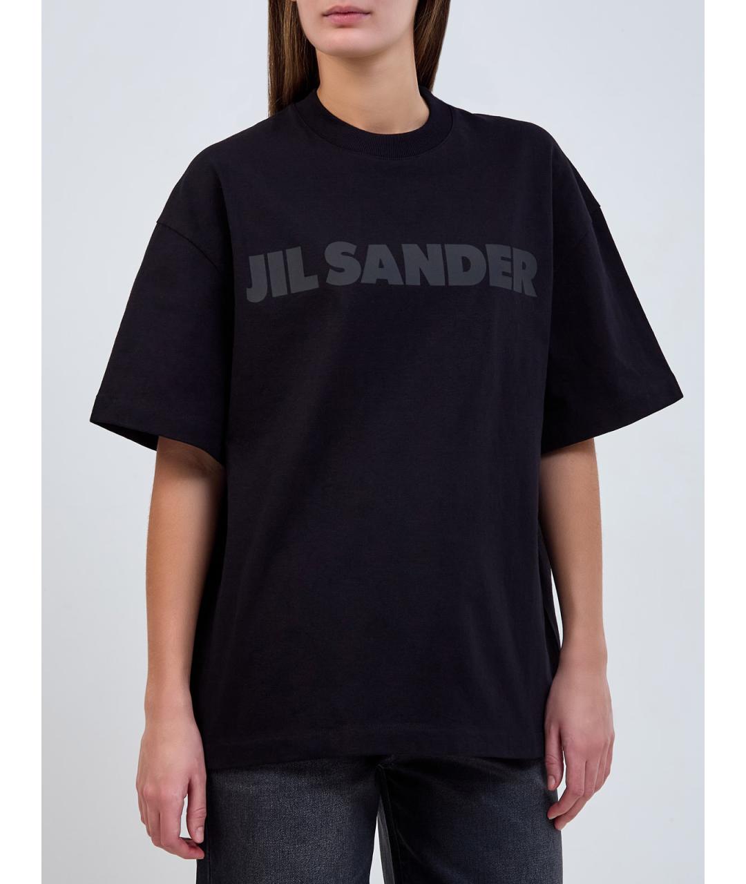 JIL SANDER Черная хлопковая футболка, фото 3