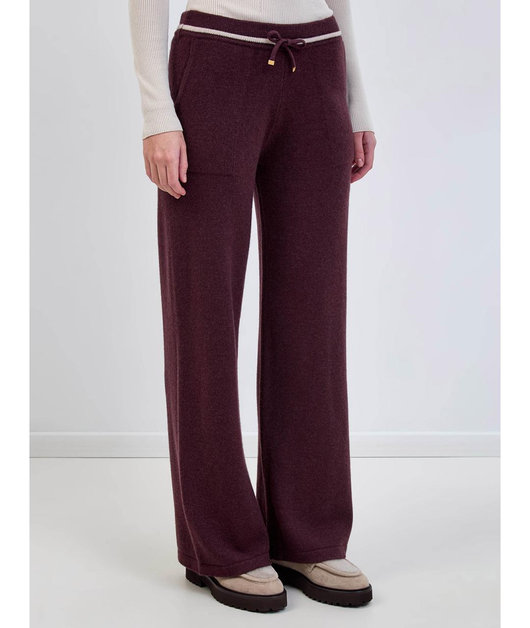 ELEVENTY Бордовые кашемировые прямые брюки, фото 3