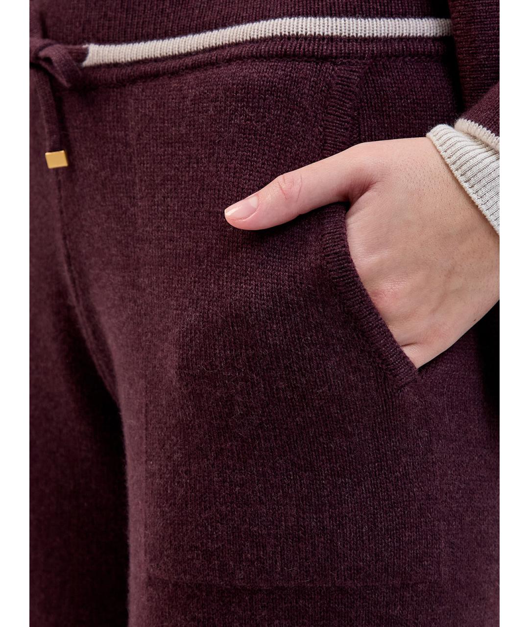 ELEVENTY Бордовые кашемировые прямые брюки, фото 5