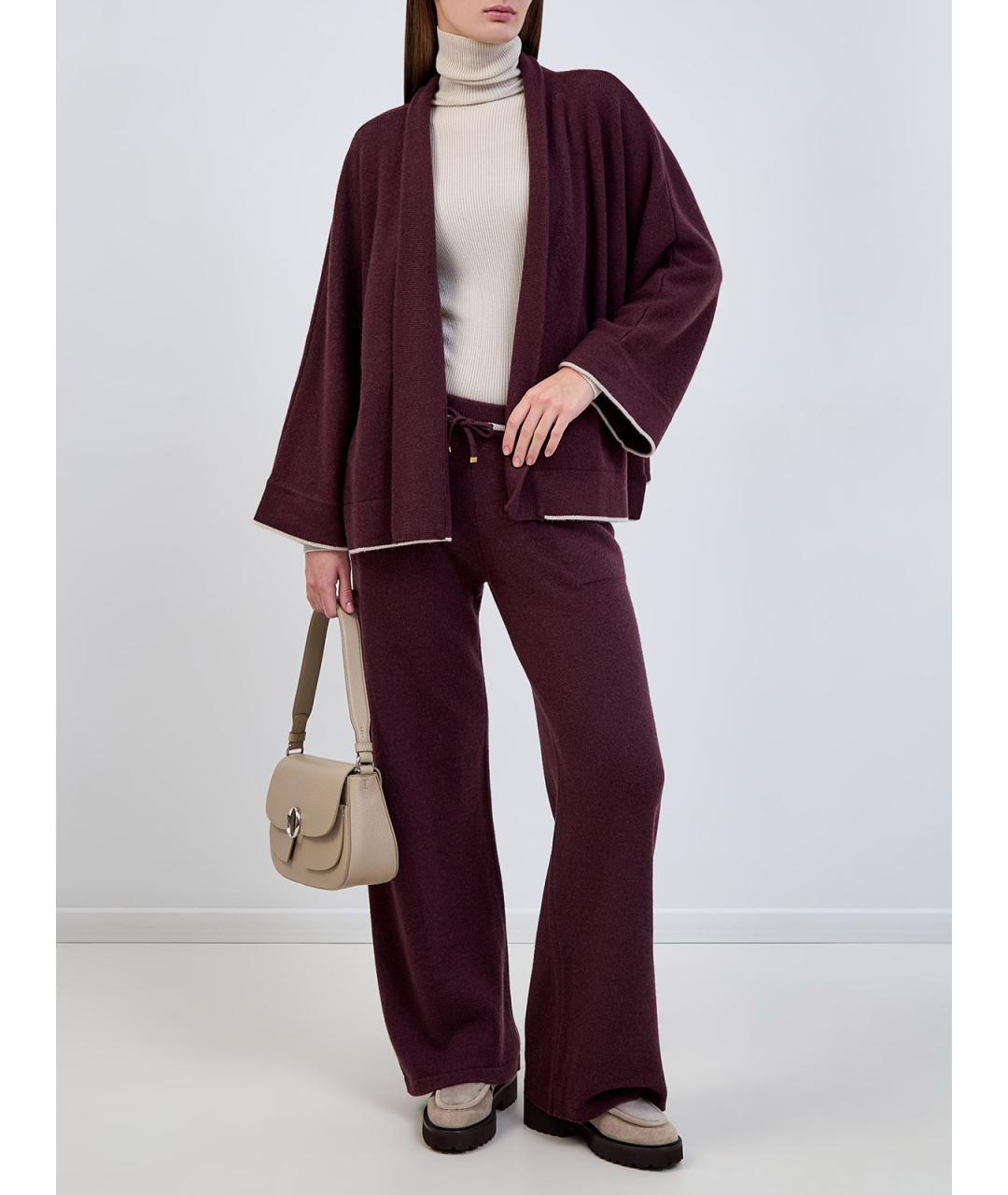 ELEVENTY Бордовые кашемировые прямые брюки, фото 2