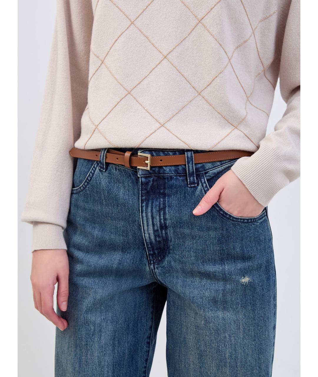 LORENA ANTONIAZZI Коричневый кожаный ремень, фото 3