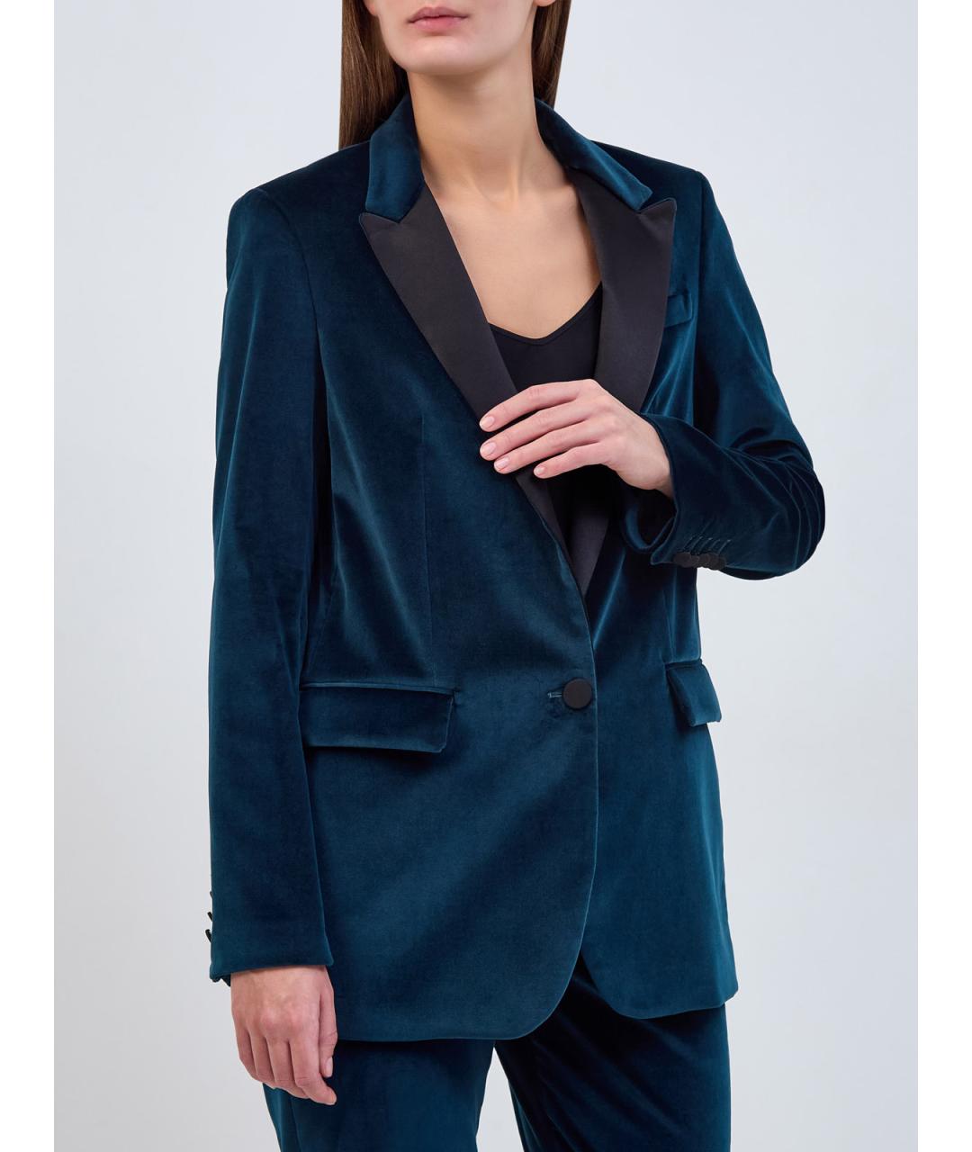 LORENA ANTONIAZZI Зеленый бархатный жакет/пиджак, фото 3