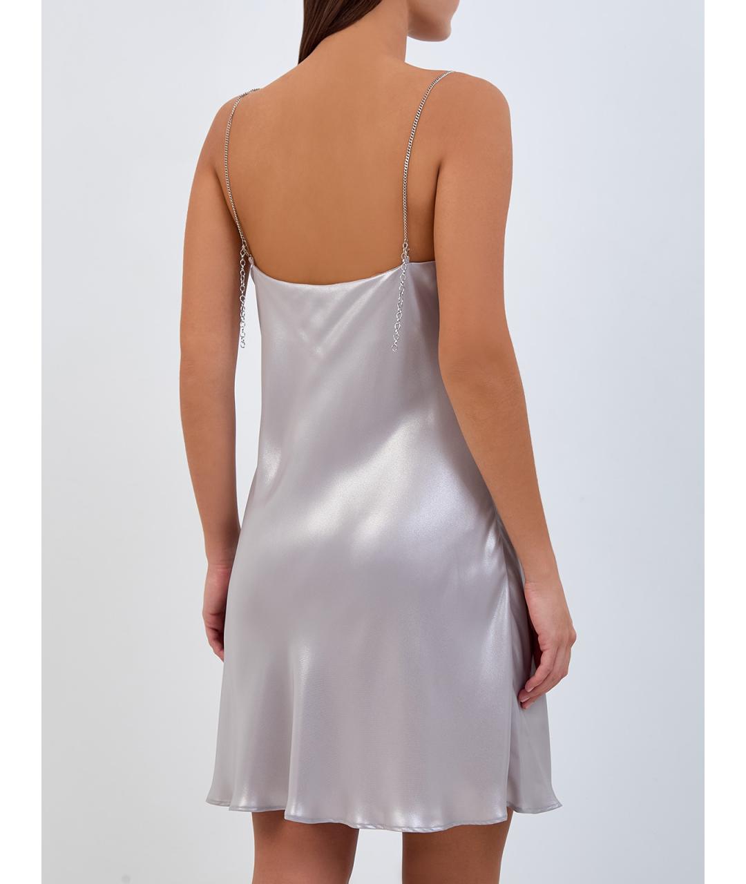 DIESEL Серебряное полиэстеровое коктейльное платье, фото 4