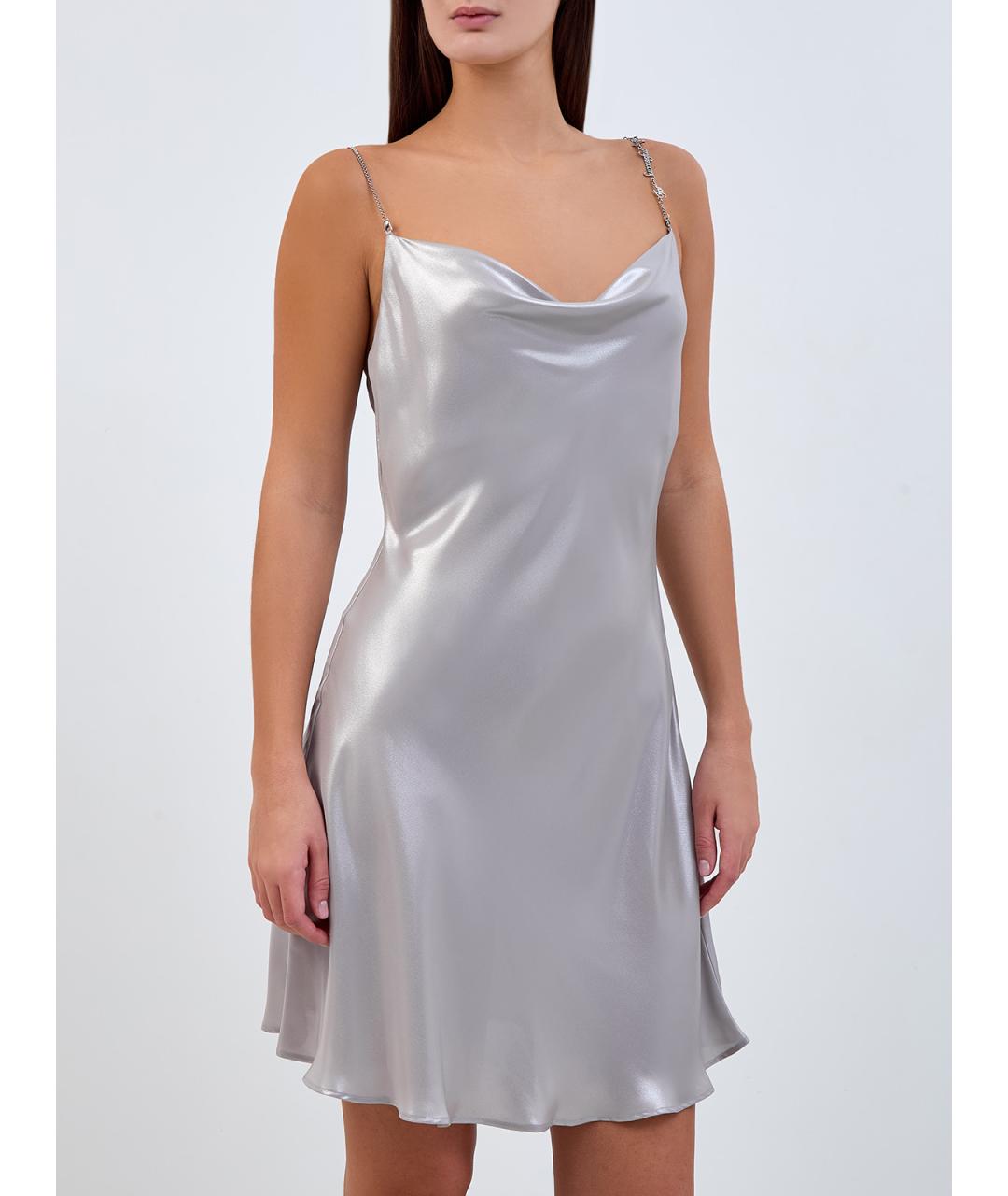 DIESEL Серебряное полиэстеровое коктейльное платье, фото 3