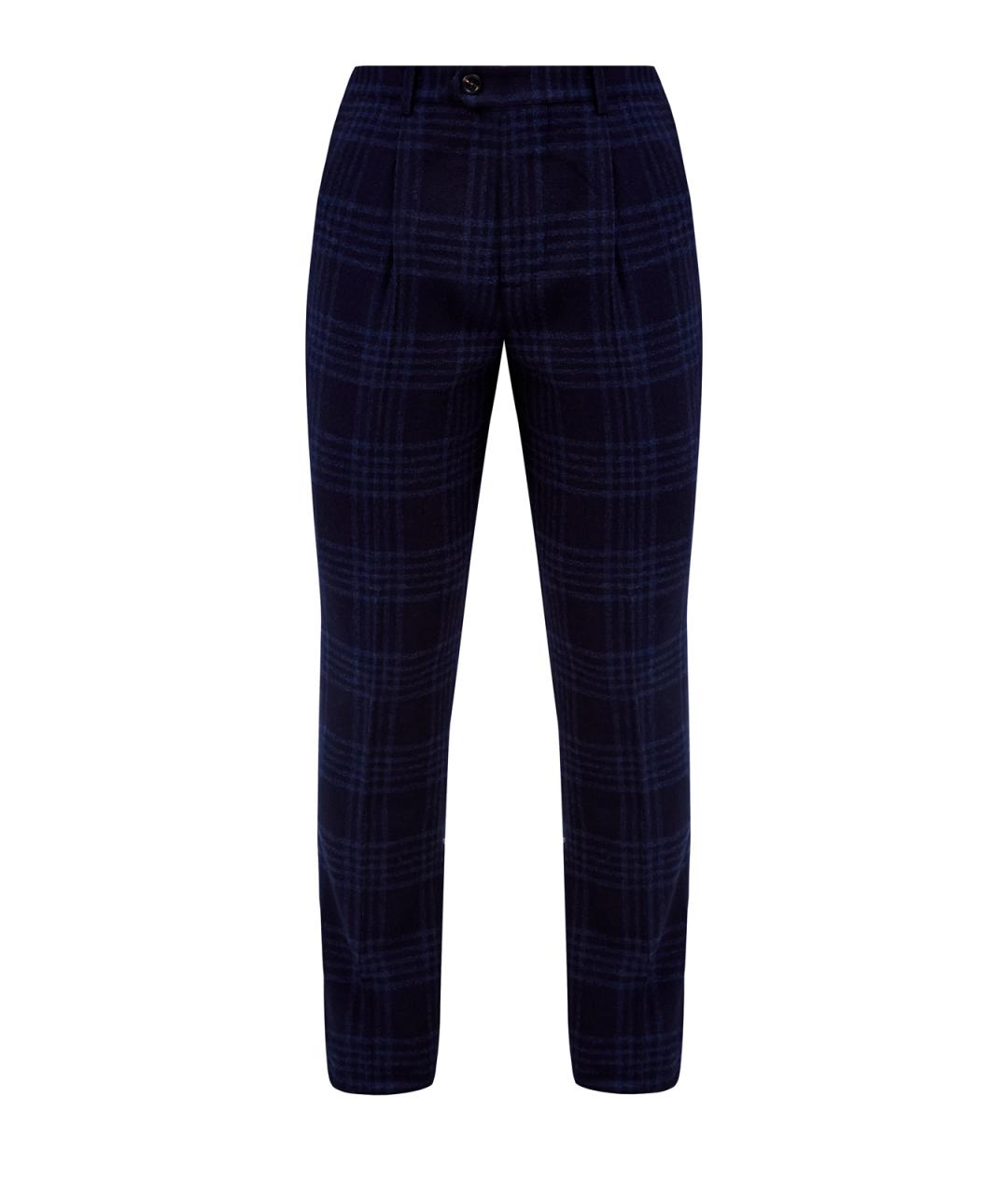 BRUNELLO CUCINELLI Синие шерстяные классические брюки, фото 1