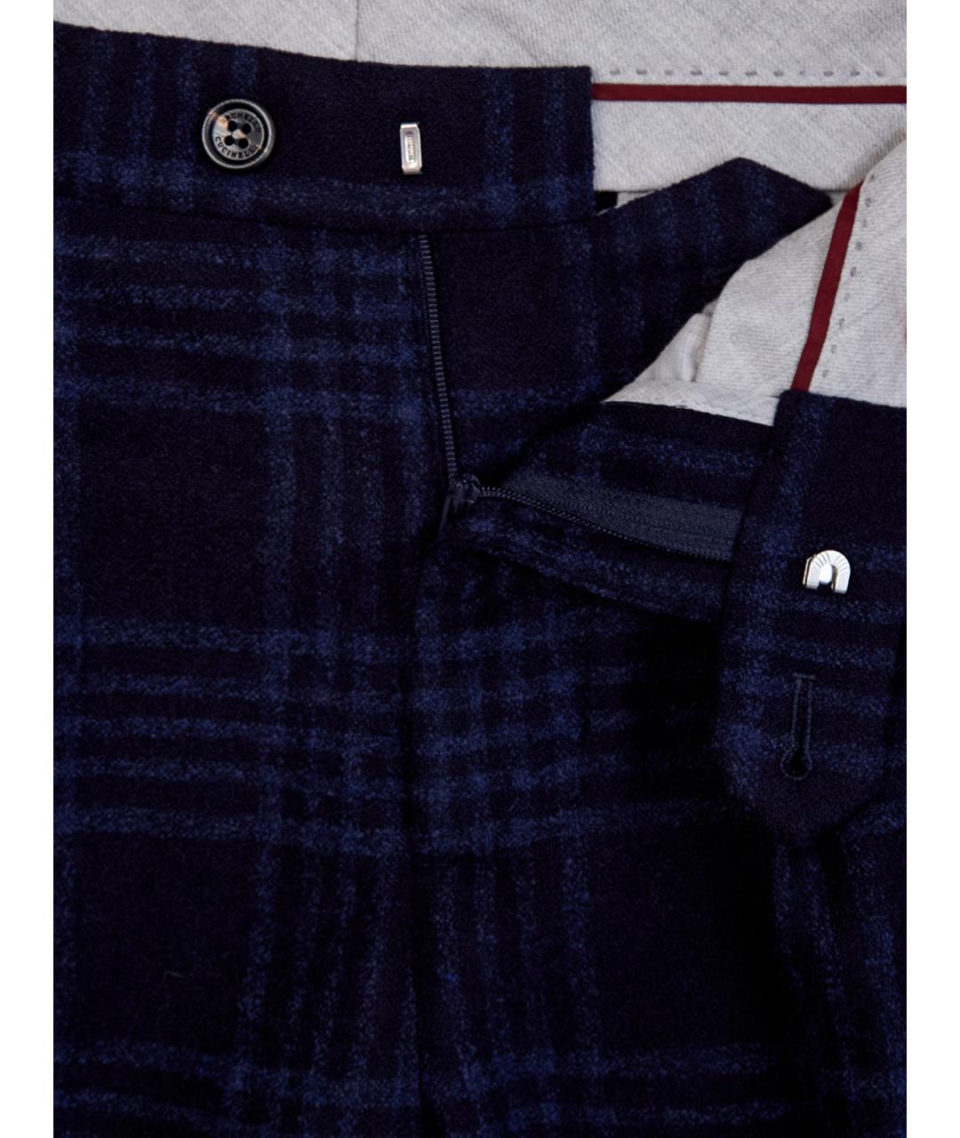 BRUNELLO CUCINELLI Синие шерстяные классические брюки, фото 6