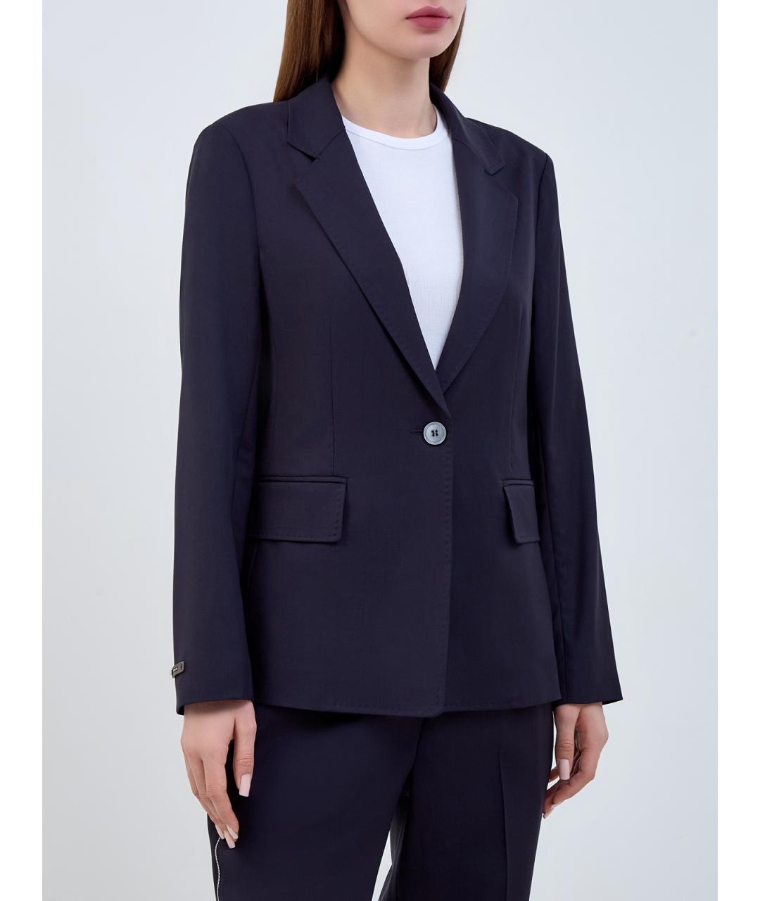 PESERICO Синий шерстяной жакет/пиджак, фото 3