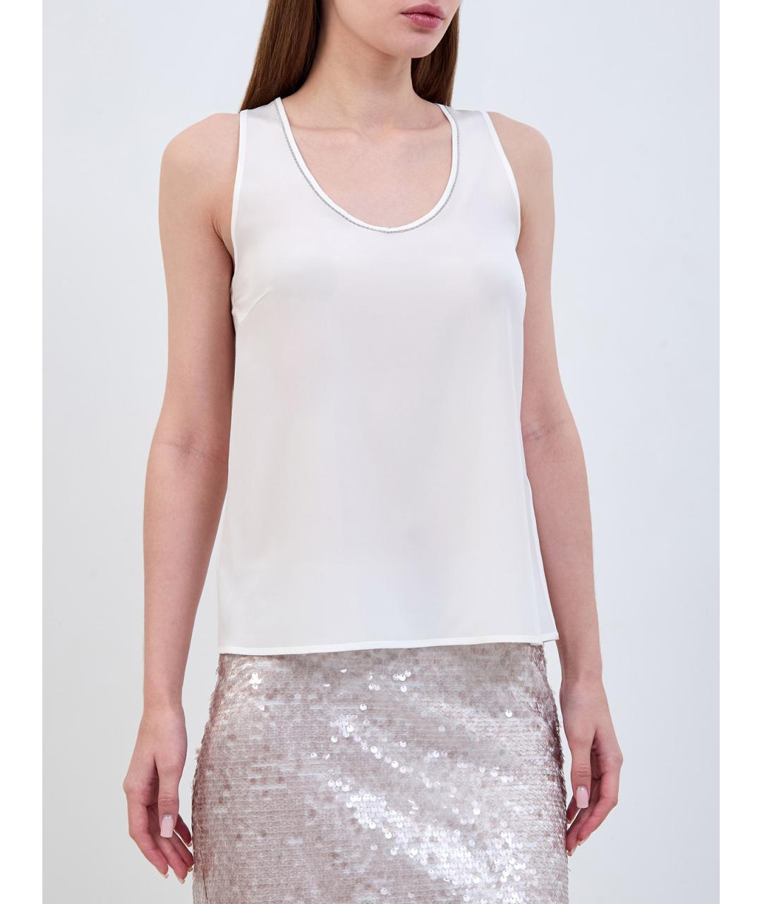 PESERICO Белая шелковая майка, фото 3