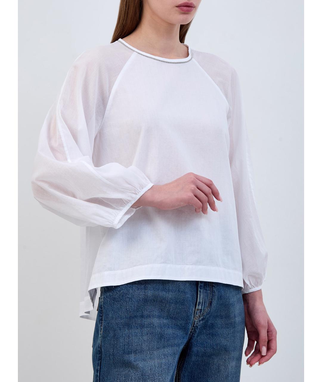 PESERICO Белая хлопковая блузы, фото 3