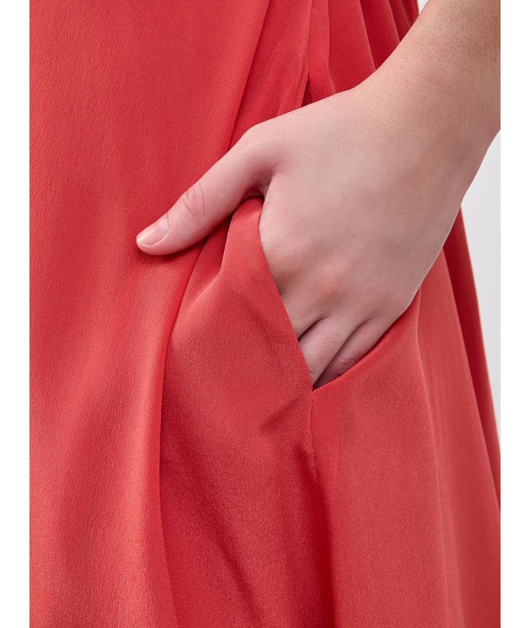 GENTRY PORTOFINO Красное шелковое повседневное платье, фото 5