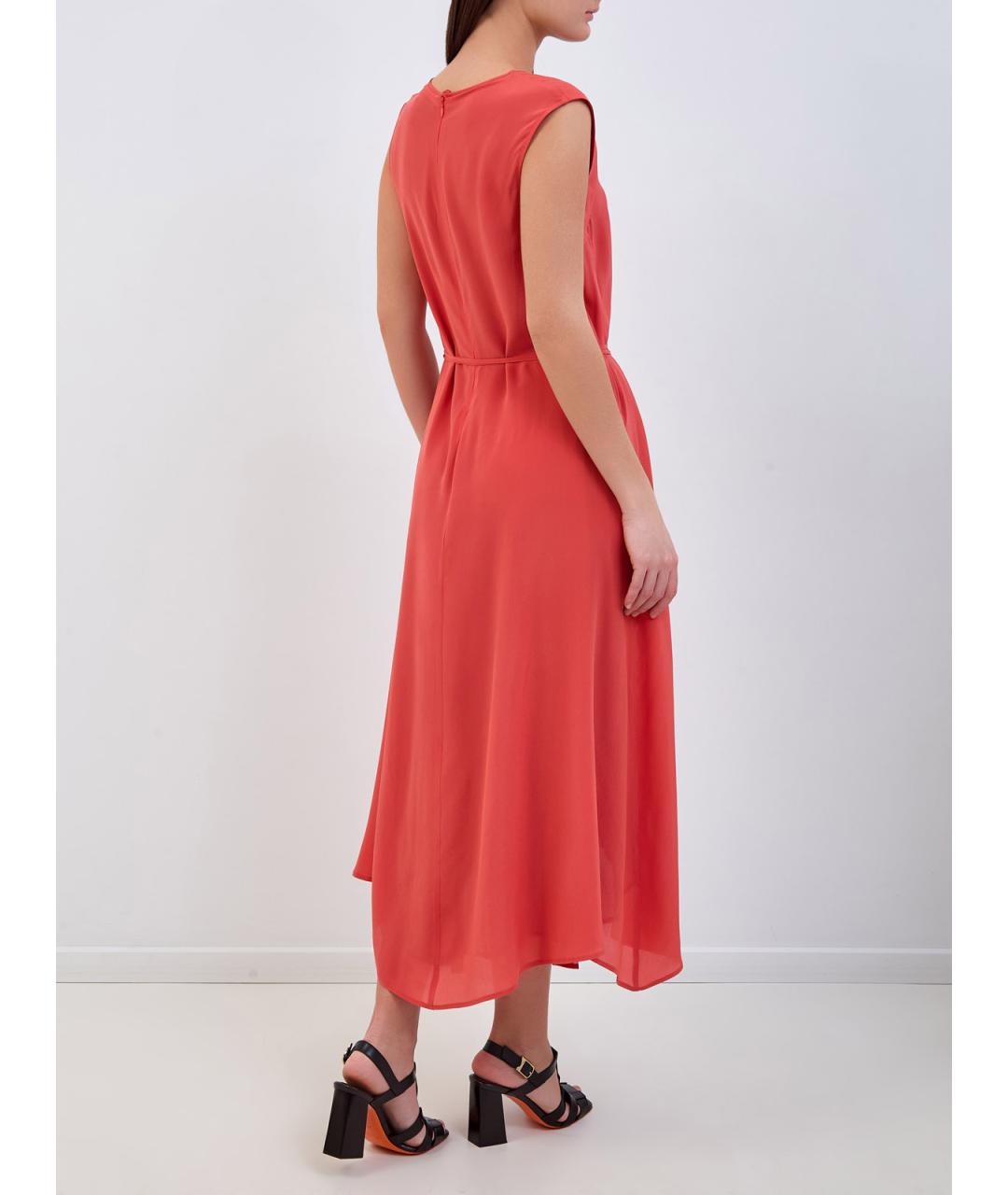 GENTRY PORTOFINO Красное шелковое повседневное платье, фото 4