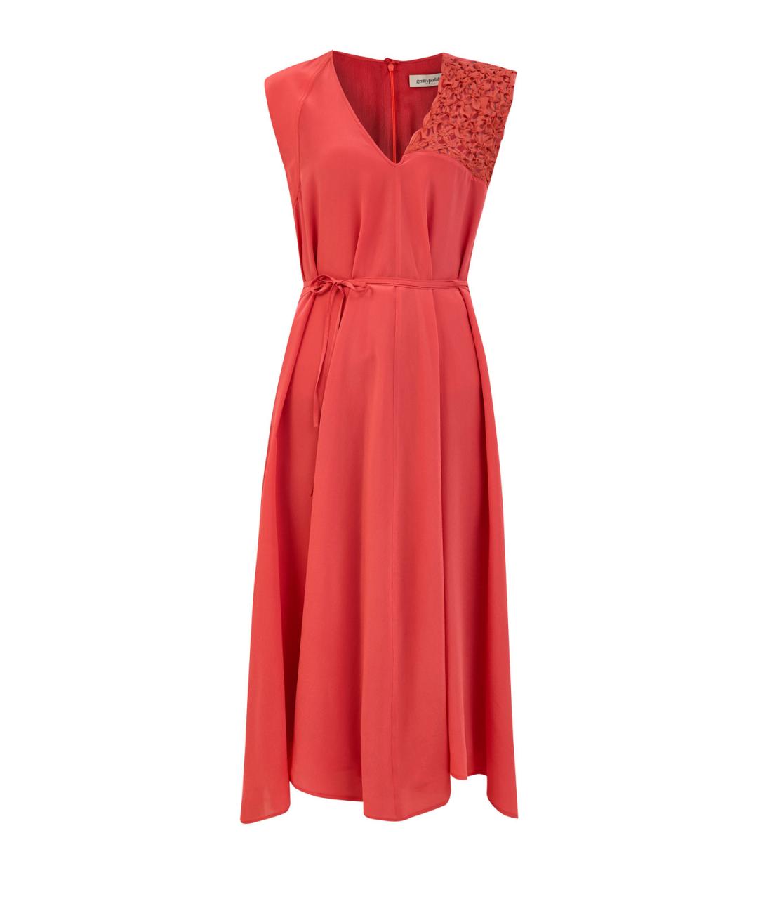 GENTRY PORTOFINO Красное шелковое повседневное платье, фото 1