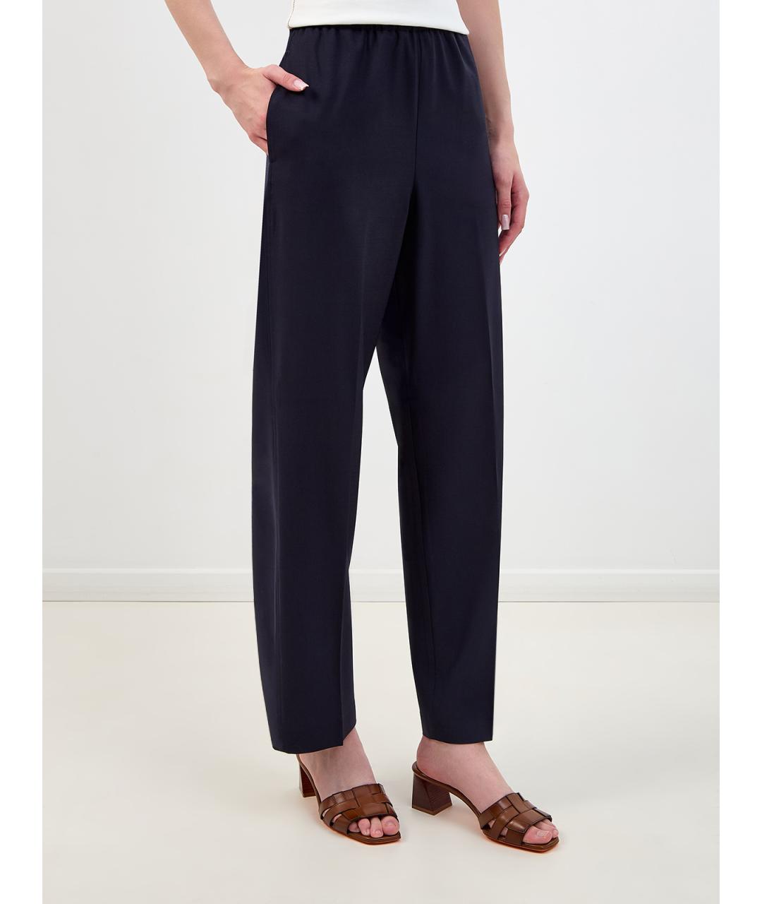 FABIANA FILIPPI Темно-синие шерстяные прямые брюки, фото 3