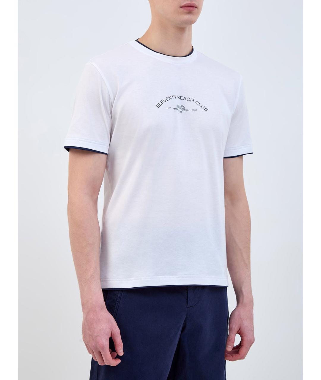 ELEVENTY Белая хлопковая футболка, фото 3