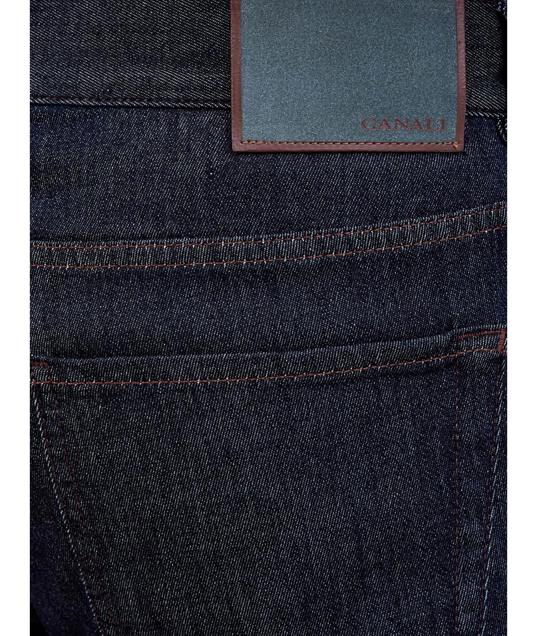CANALI Темно-синие хлопковые прямые джинсы, фото 5