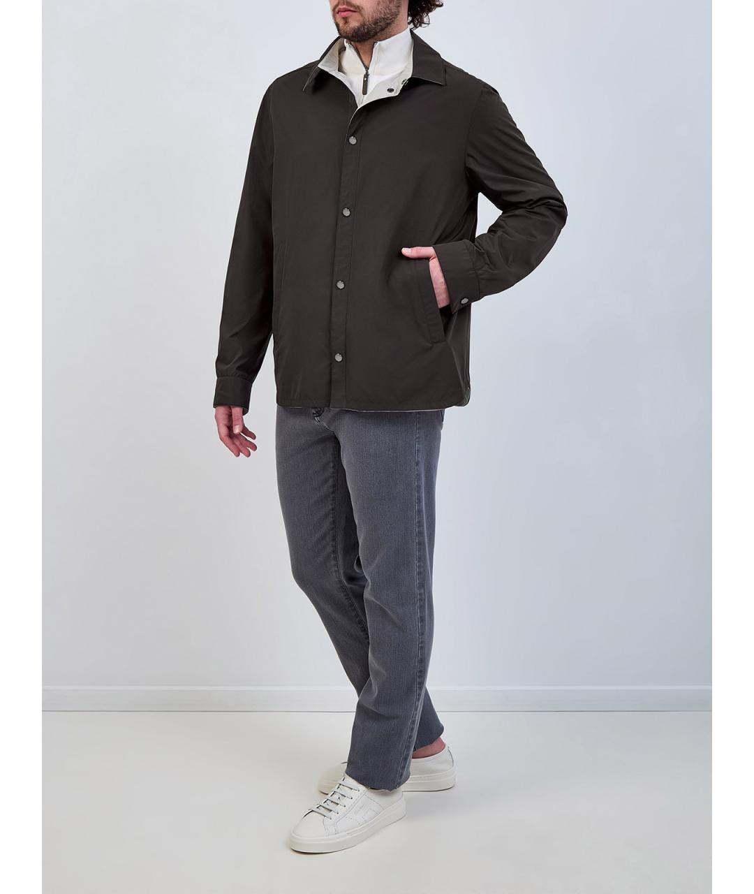 CANALI Коричневая полиэстеровая куртка, фото 2