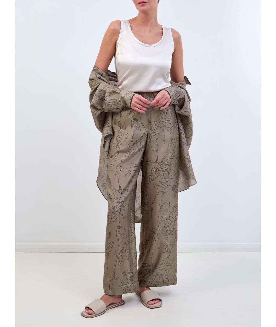 BRUNELLO CUCINELLI Бежевая шелковая майка, фото 2