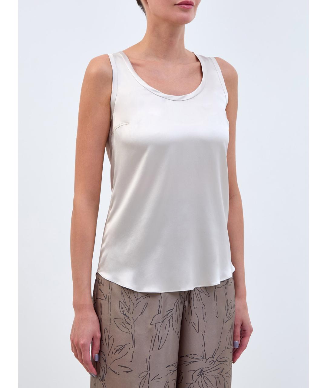 BRUNELLO CUCINELLI Бежевая шелковая майка, фото 3