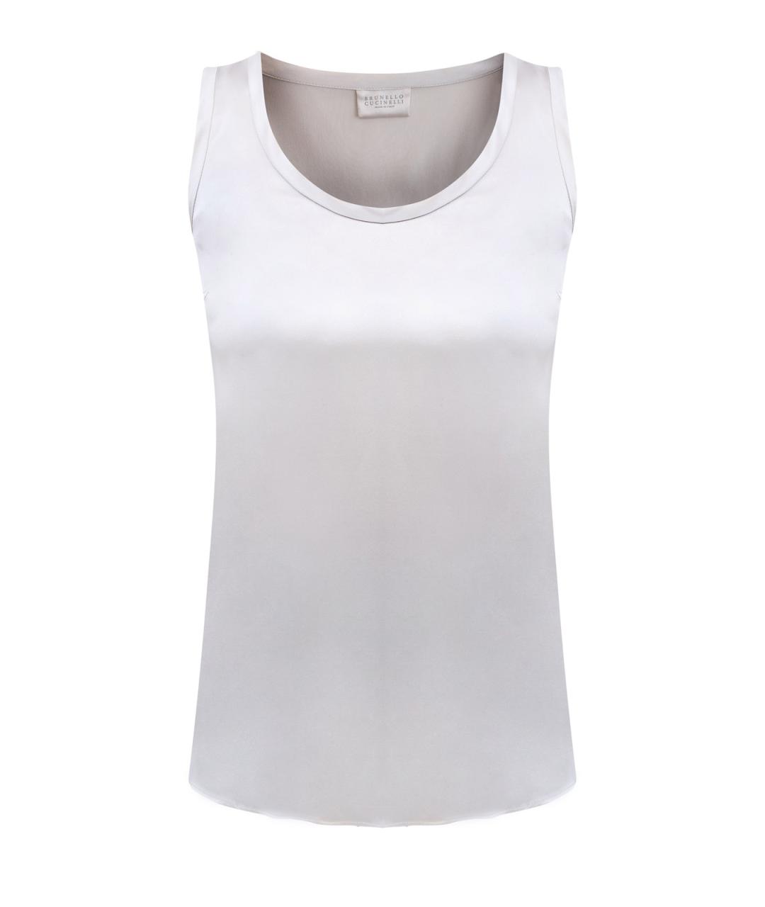 BRUNELLO CUCINELLI Бежевая шелковая майка, фото 1