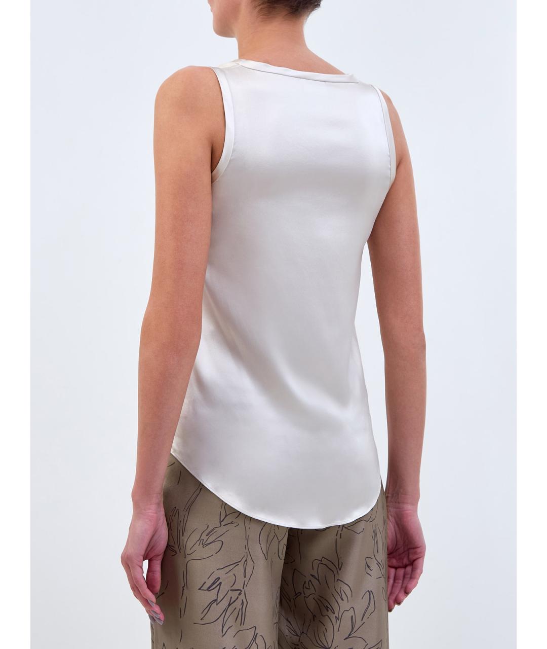 BRUNELLO CUCINELLI Бежевая шелковая майка, фото 4