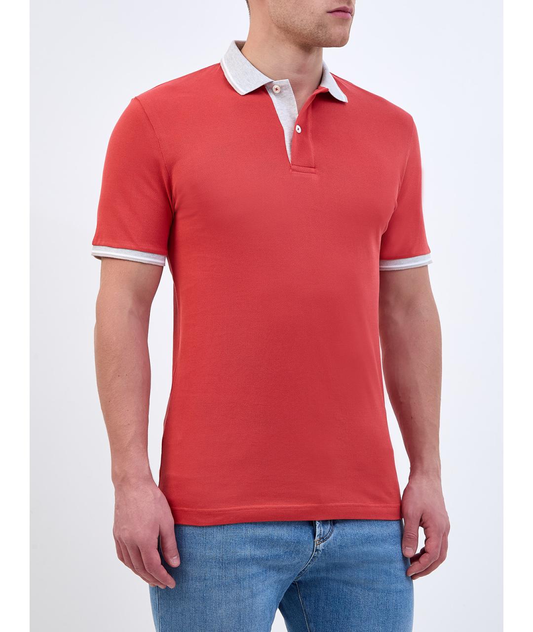 ELEVENTY Красное хлопковое поло с коротким рукавом, фото 3