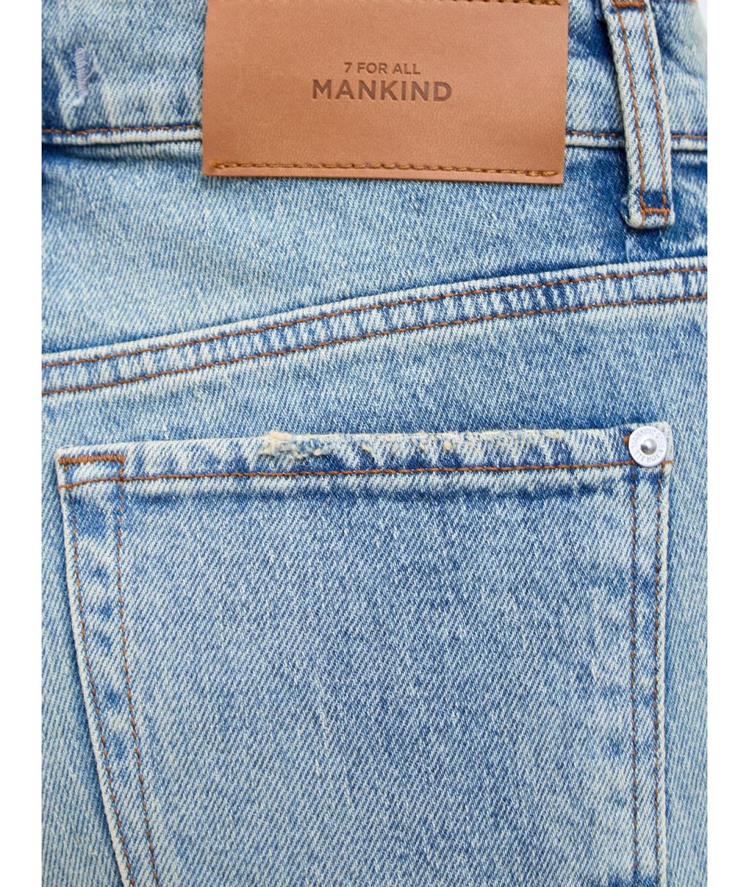 7 FOR ALL MANKIND Голубые хлопковые прямые джинсы, фото 5
