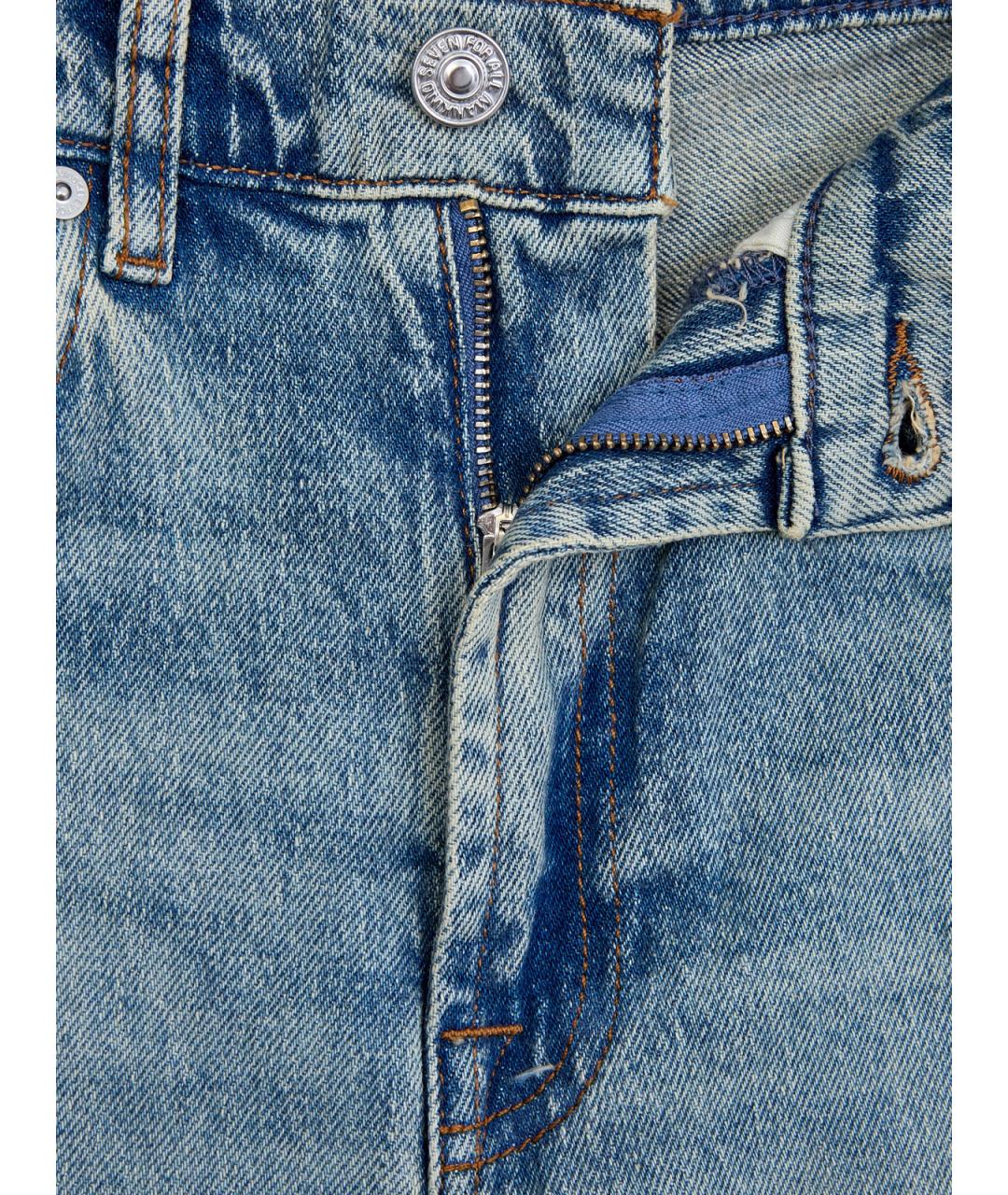 7 FOR ALL MANKIND Голубые хлопковые прямые джинсы, фото 6
