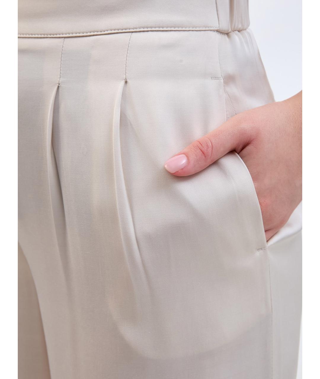 PESERICO Бежевые вискозные прямые брюки, фото 5