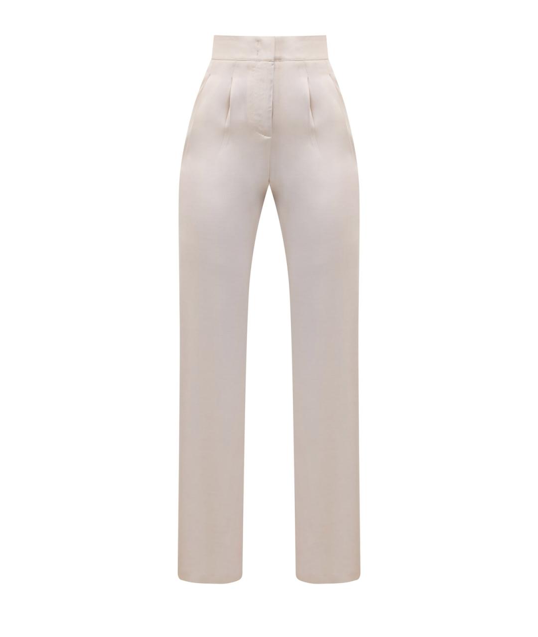 PESERICO Бежевые вискозные прямые брюки, фото 1