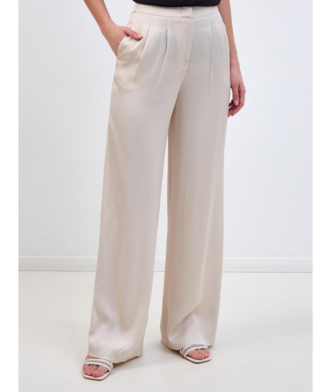 PESERICO Бежевые вискозные прямые брюки, фото 3