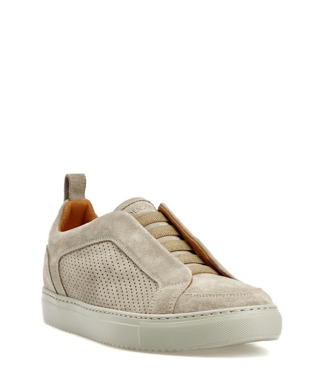 DOUCAL'S Бежевые замшевые низкие кроссовки / кеды, фото 3