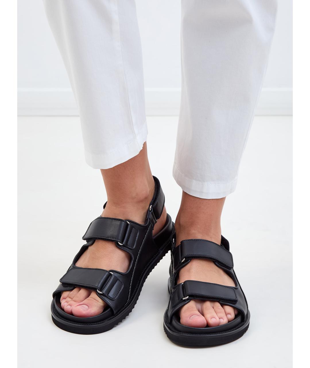 DOUCAL'S Черные кожаные сандалии, фото 2