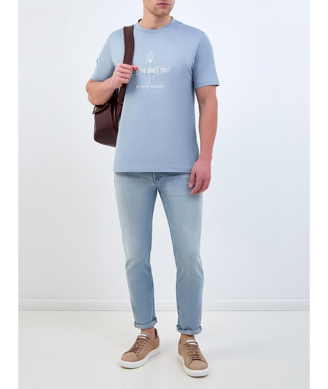 ELEVENTY Голубая хлопковая футболка, фото 2