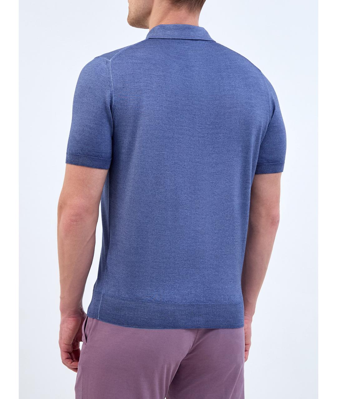 CANALI Синее поло с коротким рукавом, фото 4