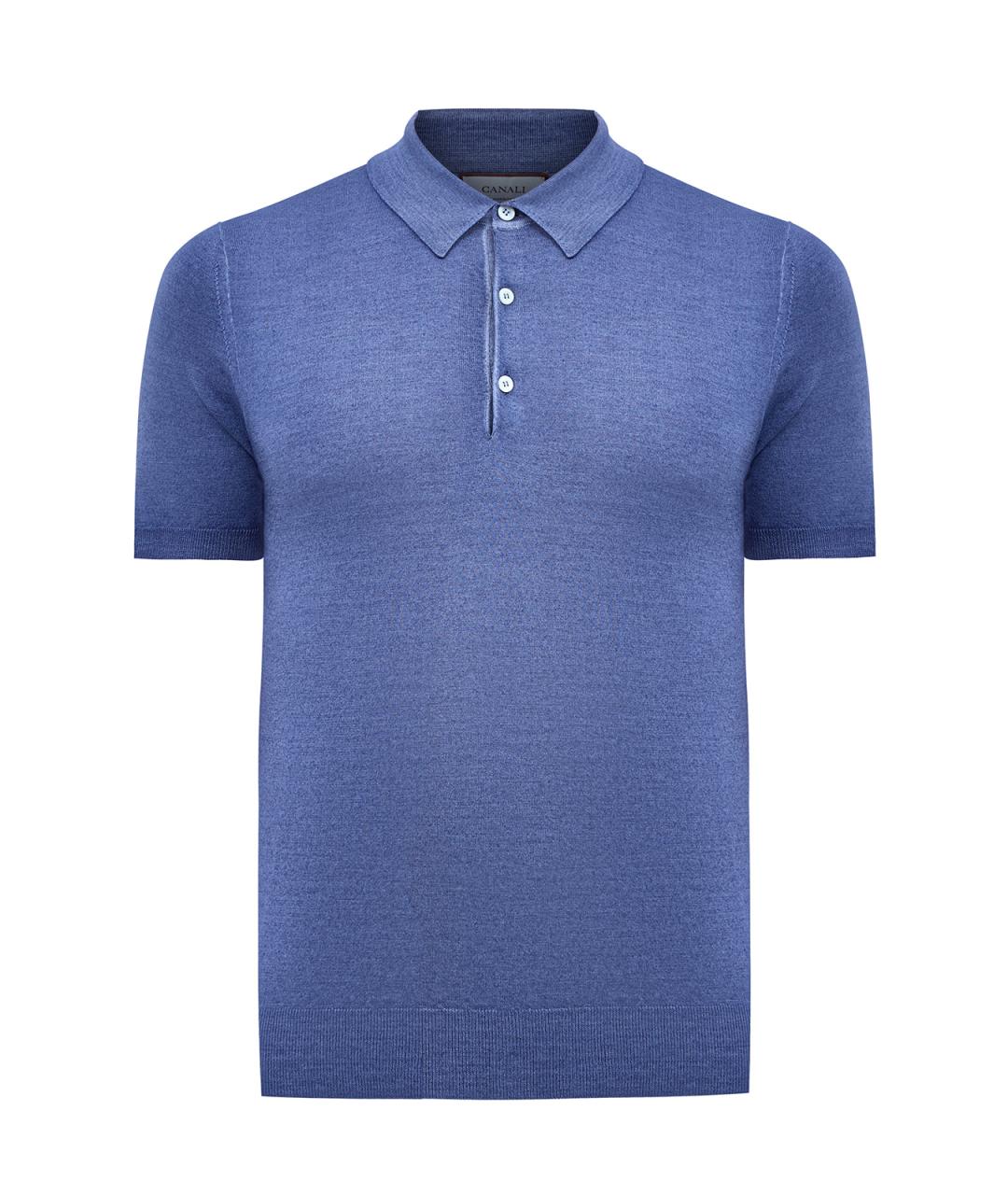 CANALI Синее поло с коротким рукавом, фото 1