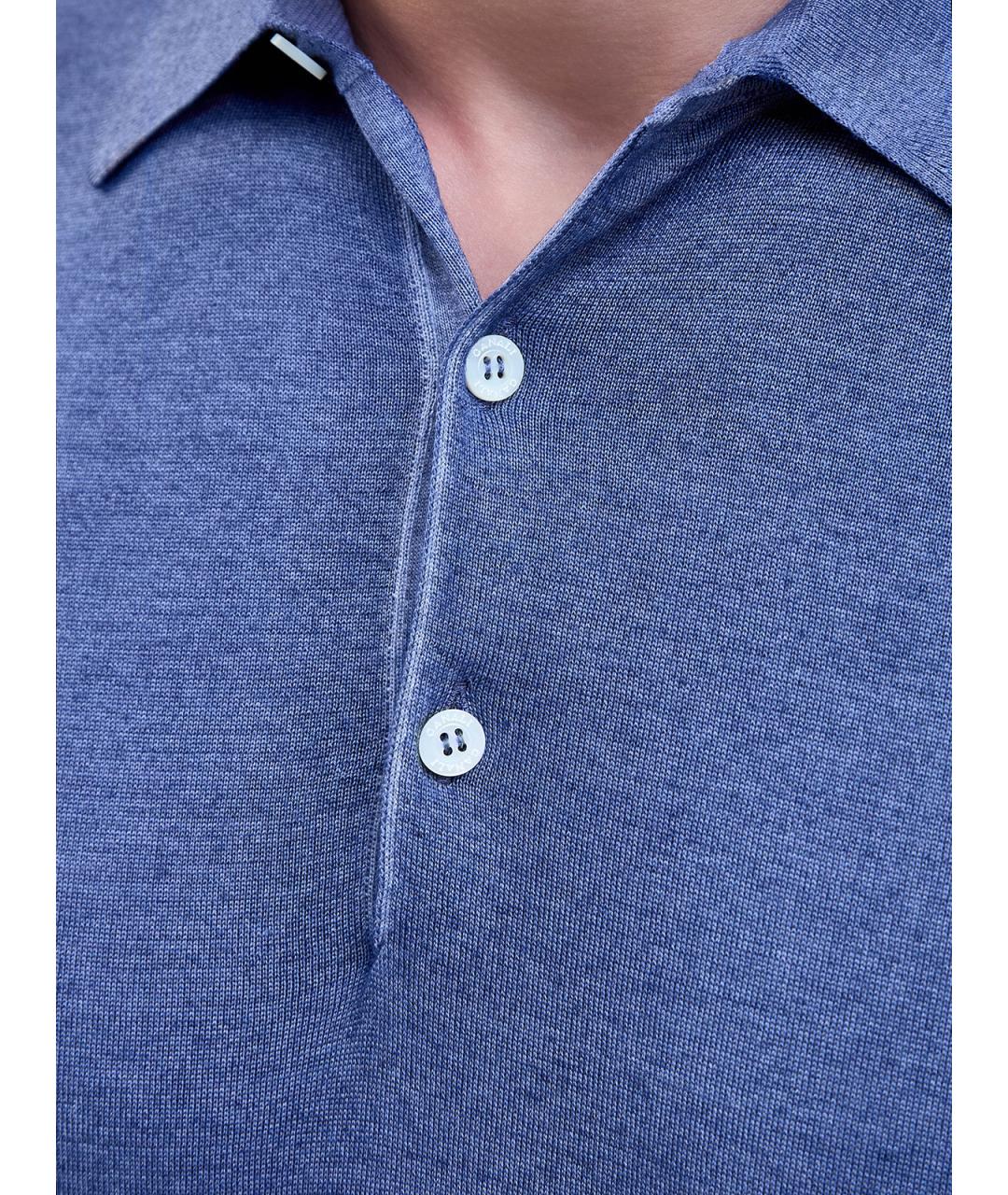 CANALI Синее поло с коротким рукавом, фото 5