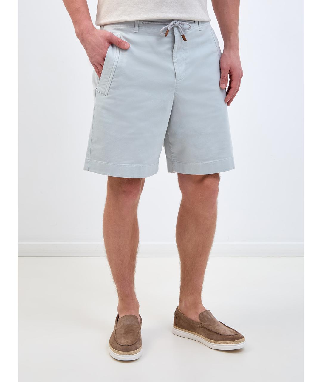 ELEVENTY Голубые хлопковые шорты, фото 3