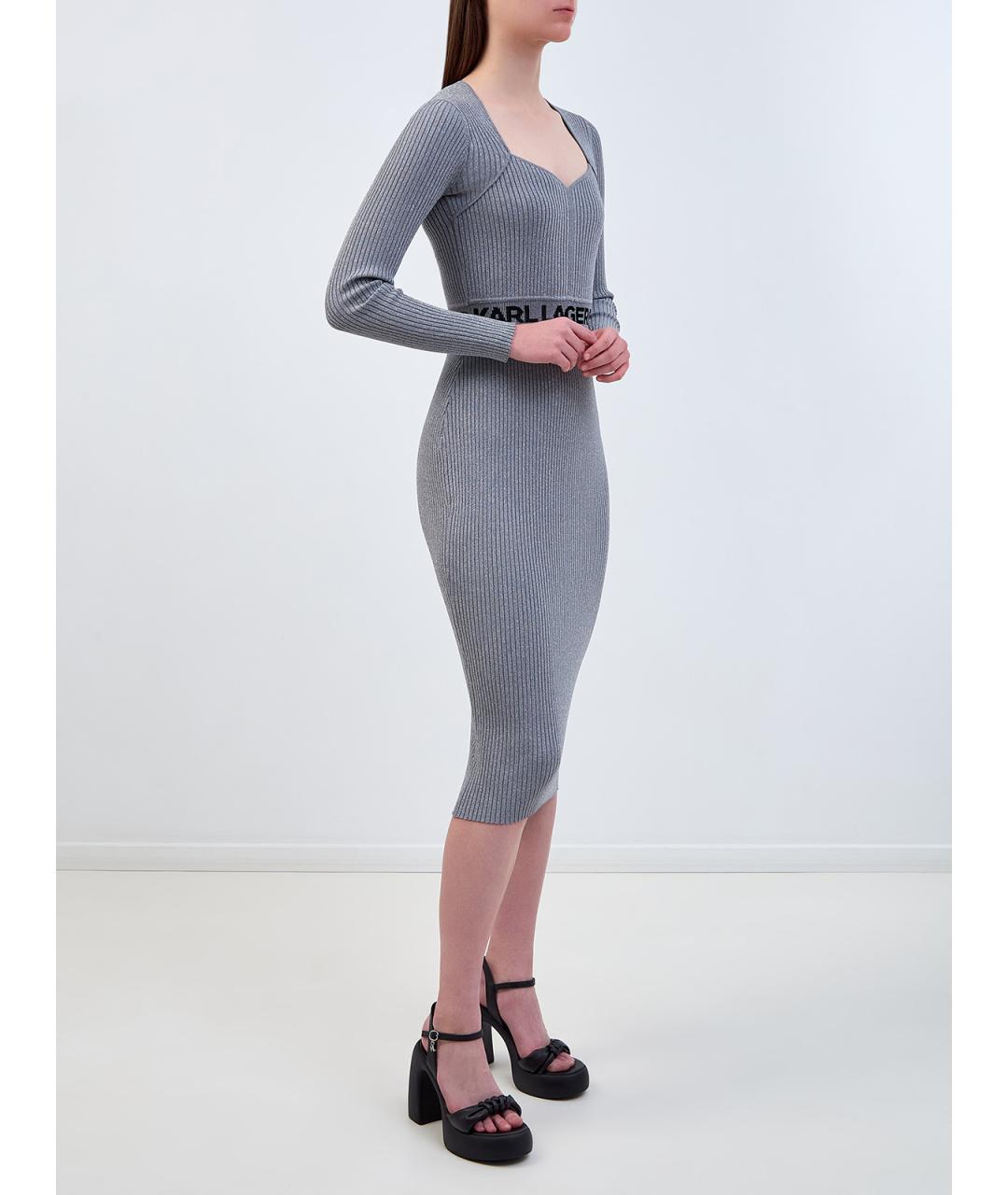 KARL LAGERFELD Серое вискозное повседневное платье, фото 3