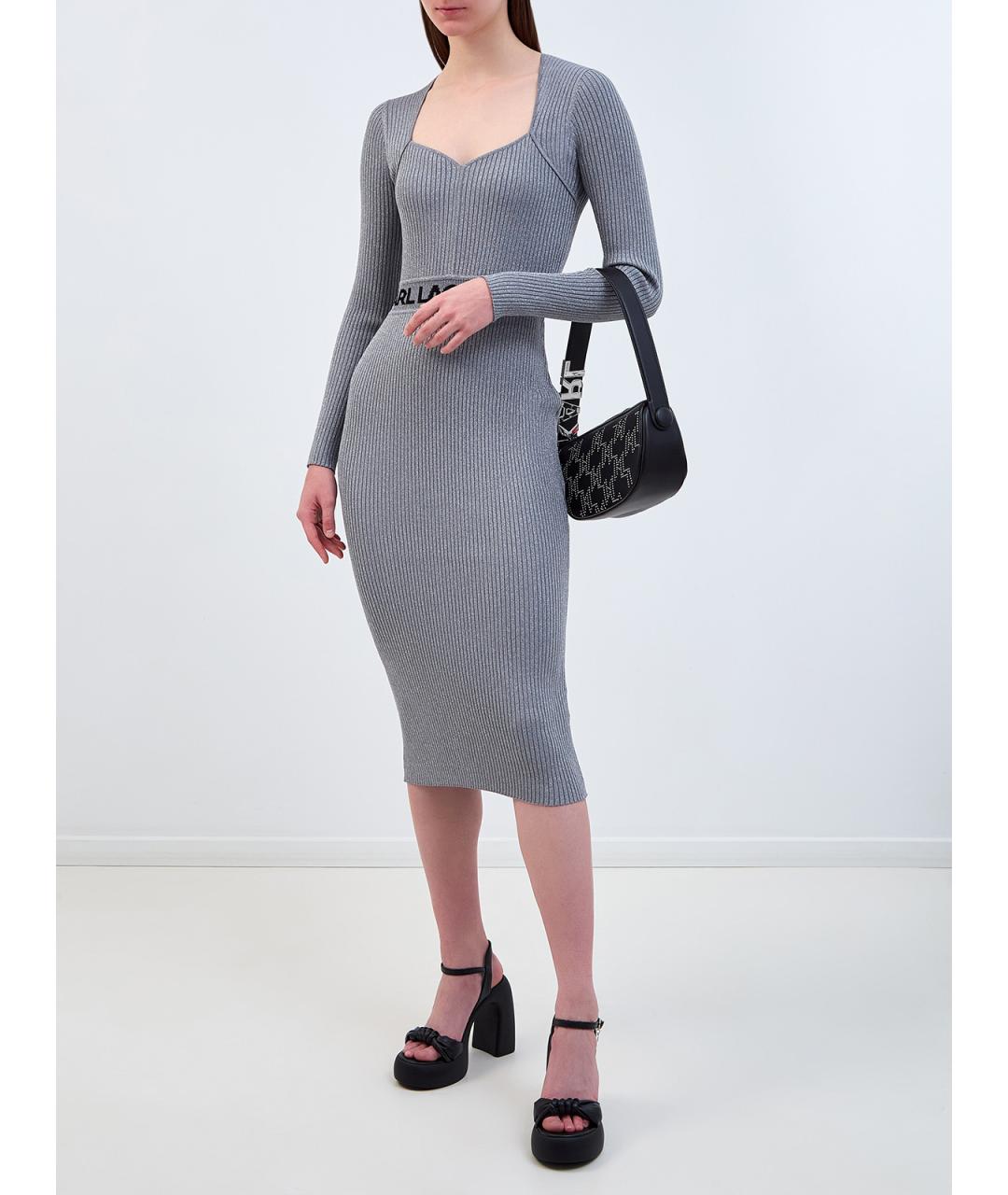 KARL LAGERFELD Серое вискозное повседневное платье, фото 2