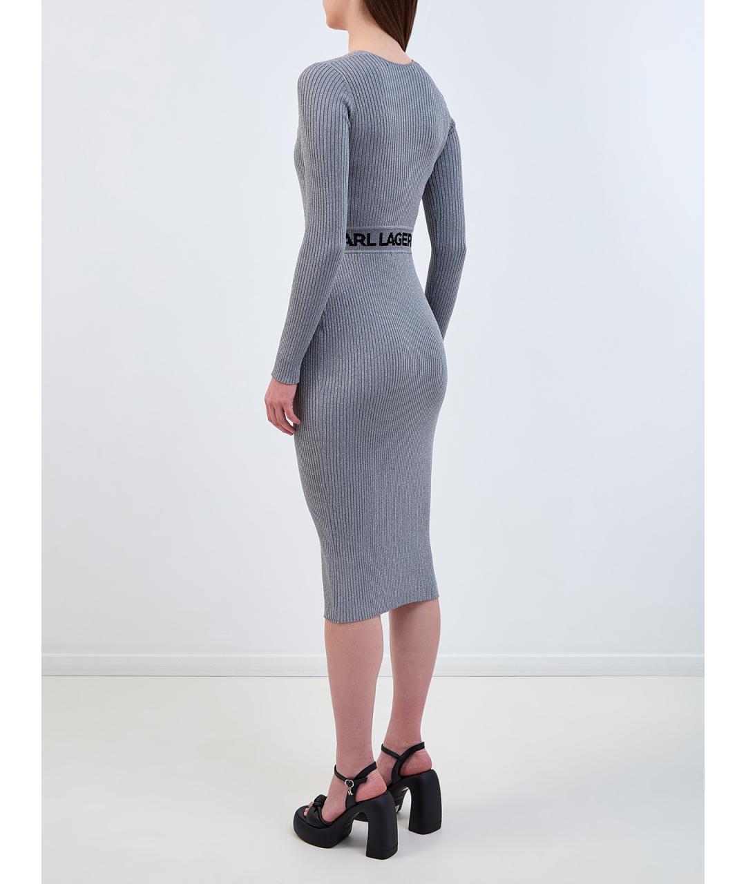 KARL LAGERFELD Серое вискозное повседневное платье, фото 4