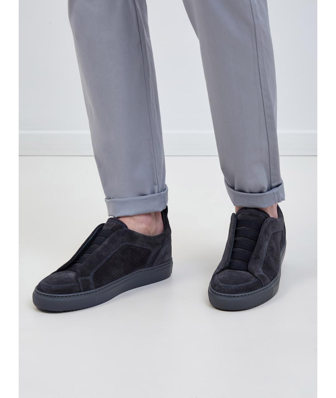 DOUCAL'S Серые замшевые низкие кроссовки / кеды, фото 2