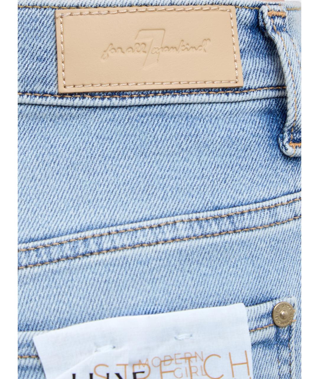 7 FOR ALL MANKIND Голубые хлопковые прямые джинсы, фото 5