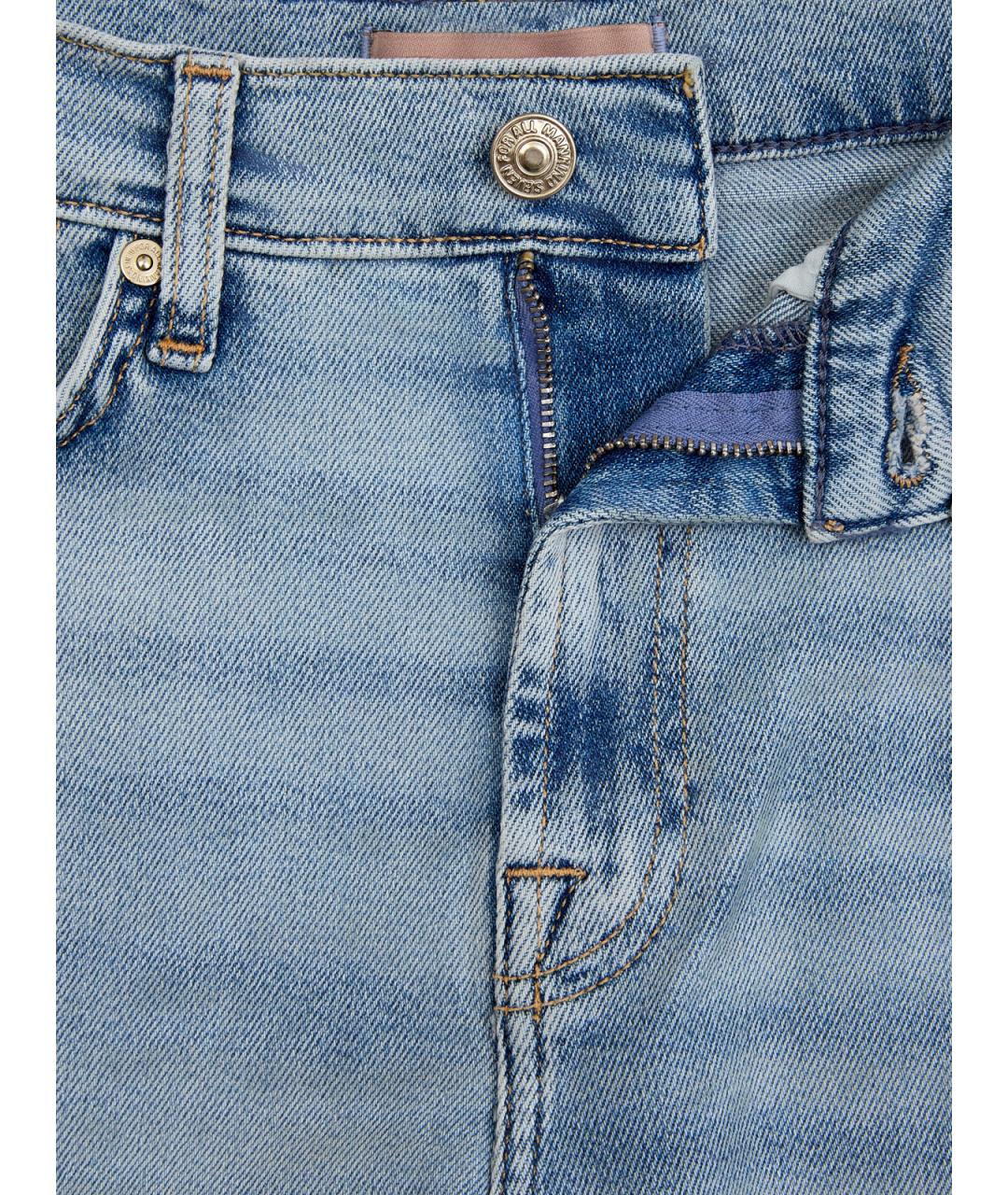 7 FOR ALL MANKIND Голубые хлопковые прямые джинсы, фото 6
