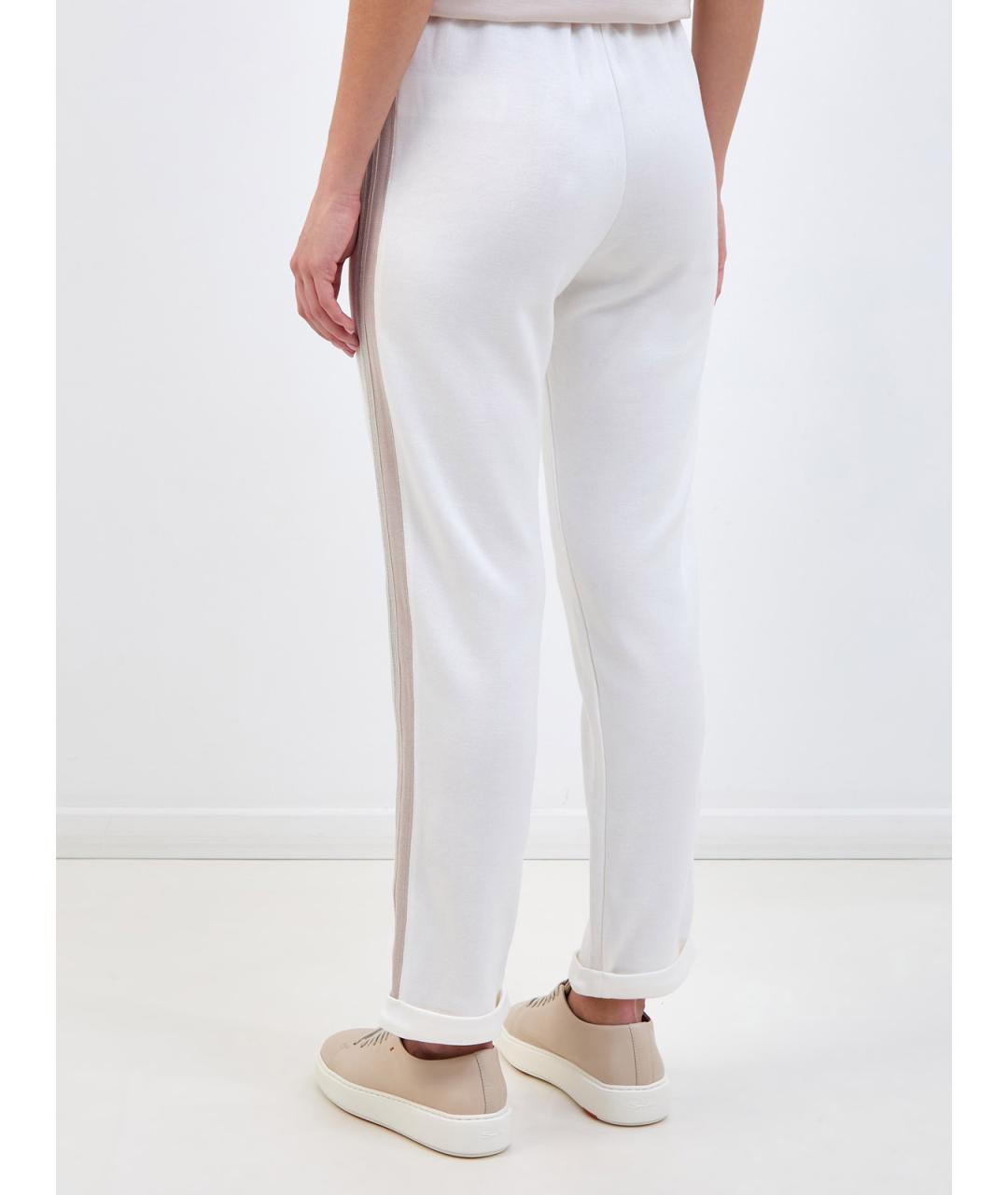 ELEVENTY Белые хлопковые прямые брюки, фото 4