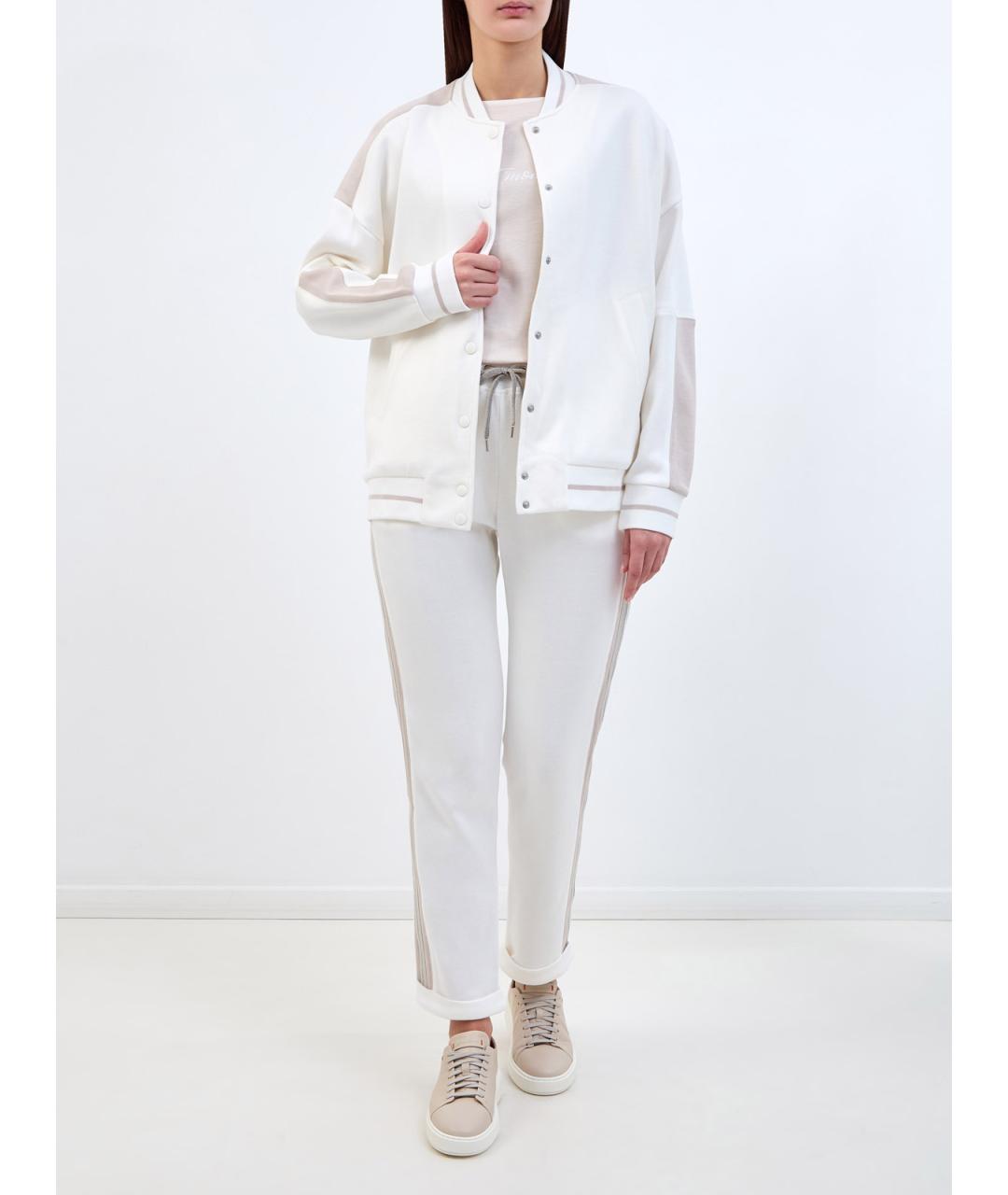 ELEVENTY Белые хлопковые прямые брюки, фото 2