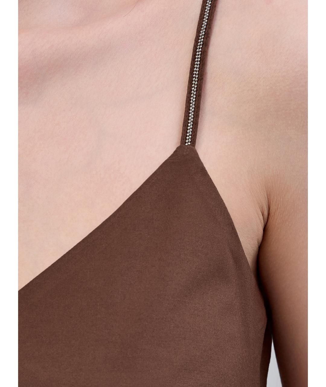 PESERICO Коричневая хлопковая майка, фото 5