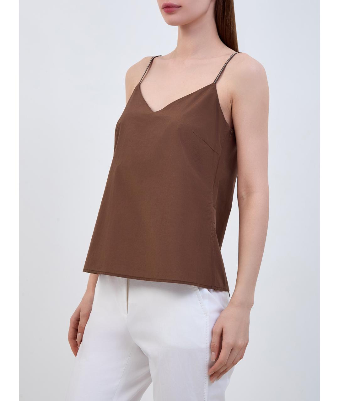 PESERICO Коричневая хлопковая майка, фото 3